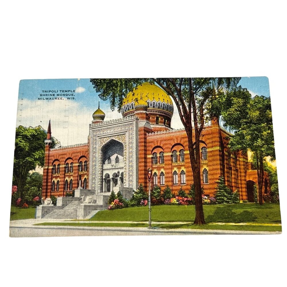 Vintage 1950s Postcard Tripoli Temple Shrine Mosque Milwaukee WI